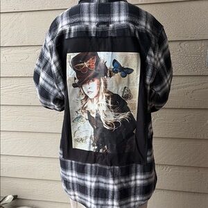 Stevie Nicks Upcycled Flannel Shirt Unisex Size LT Large Tall Handmade